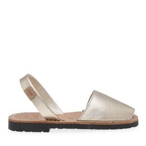 Castell Madona Gold Leather Classic Slingback Flat Sandals